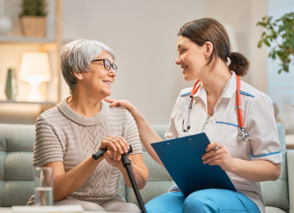 Happy patient and caregiver